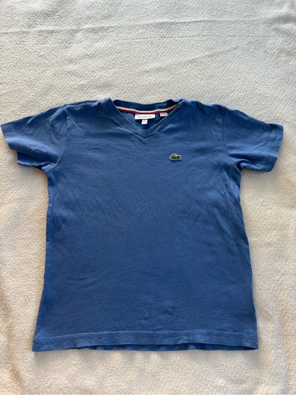 Lacoste Short Sleeve V-Neck Tee in Blue Boys 6